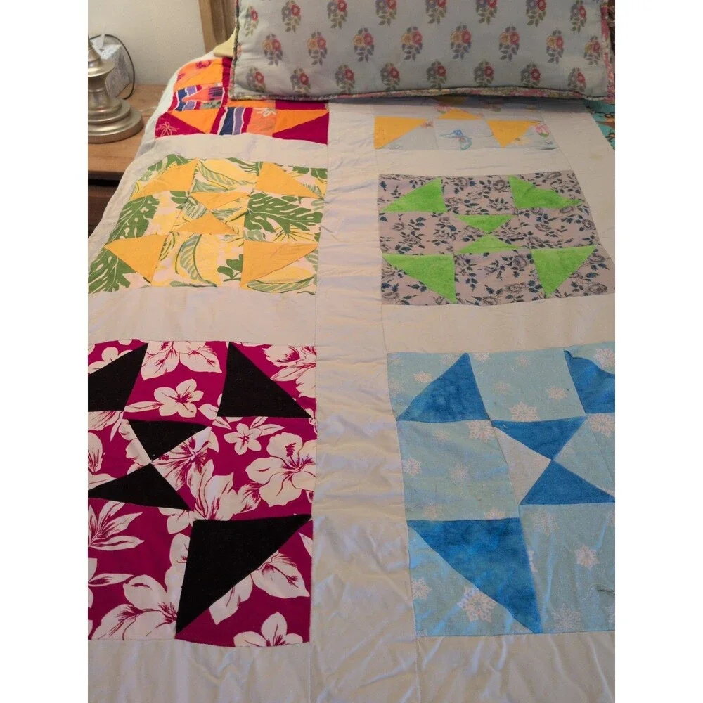 Vintage 50's windmill quilt top Vintage Cotton Fabrics 92 
